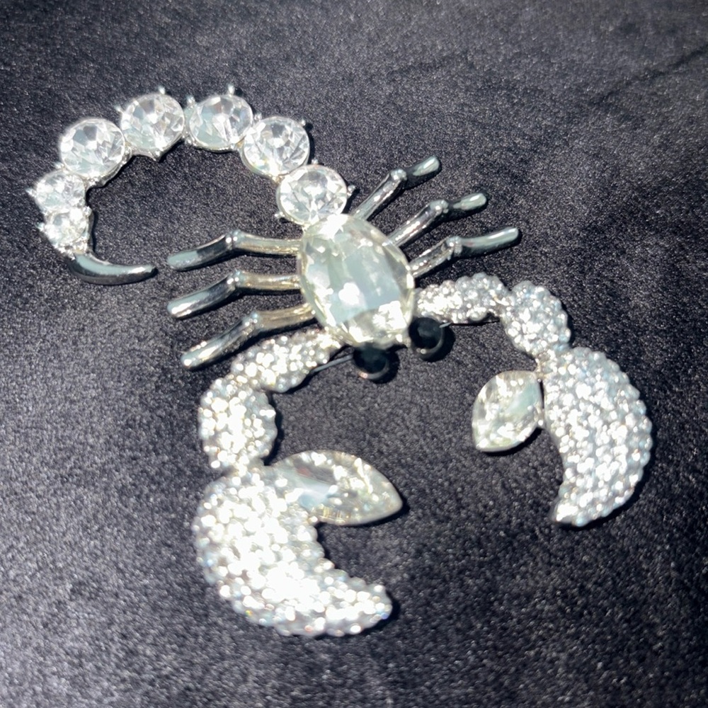 Silver Rhinestone Scorpion Brooch 💎 🦂 - Picture 3 of 4